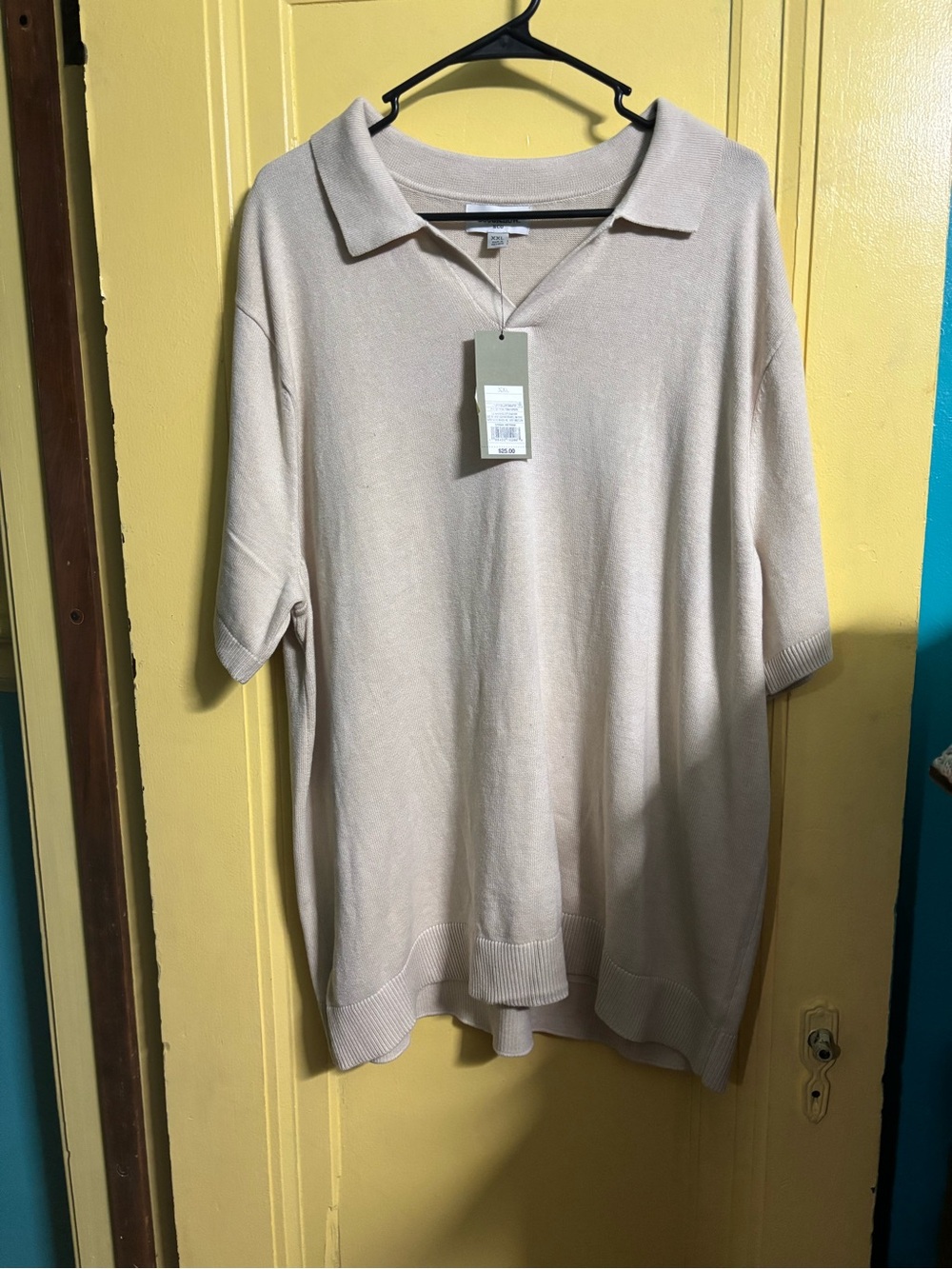 Goodfellow & Co Light Beige V-Neck Short Sleeve Sweater